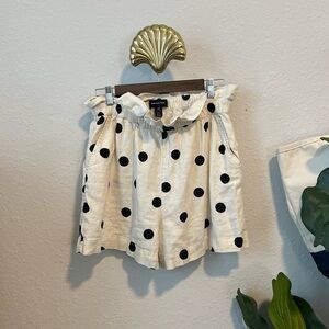 Adorable Polka Dra Paper Bag Linen Shorts